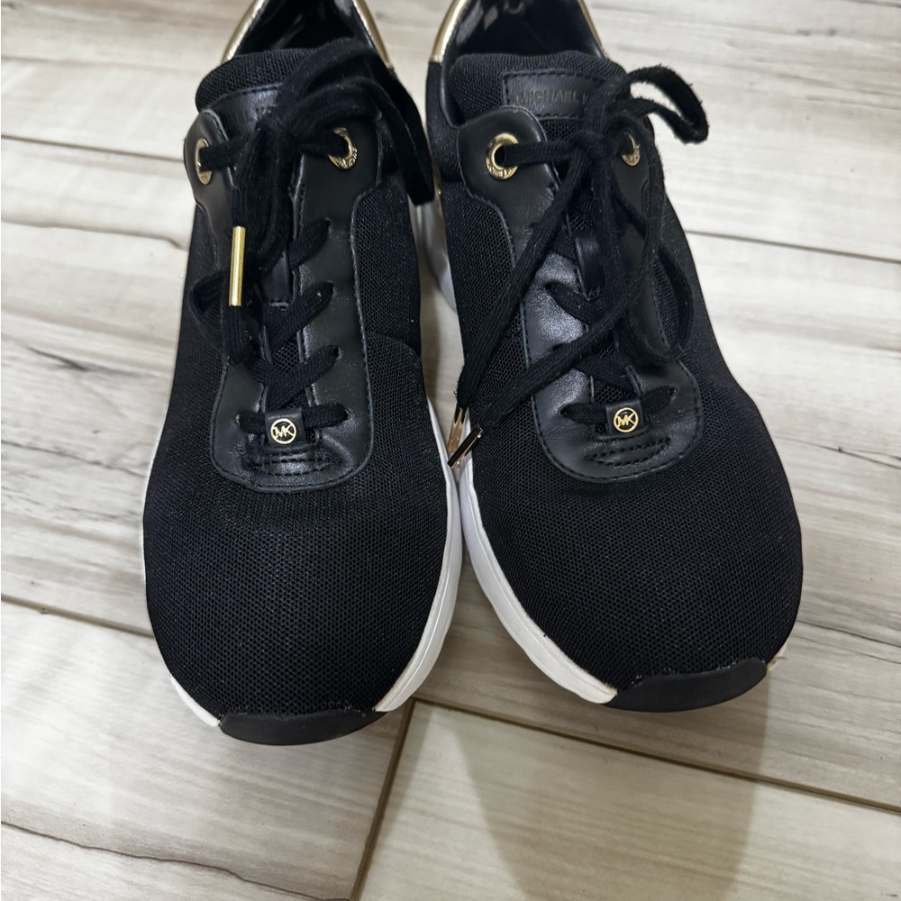 Michael Kors Black Mesh Sneakers with Chunky White Sole